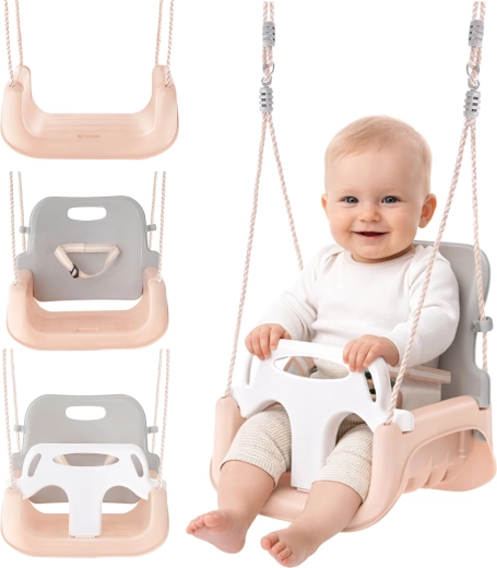 Balançoire pour enfants 3-en-1 Kruzzel gris-beige