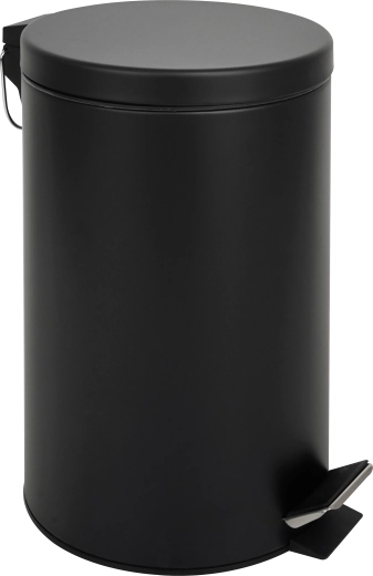 Stainless steel pedal bin, black, 12 l