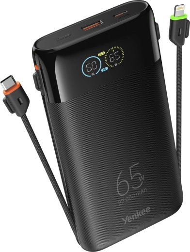 Batterie externe Yenkee JetGo 27 000 mAh avec câbles intégrés