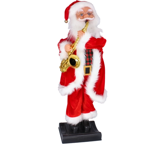 Playing Christmas figurine Santa Claus with saxophone 81 cm - 1 piece