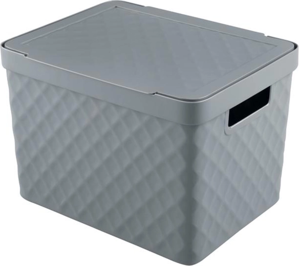 Kunststoff-Aufbewahrungskorb mit Deckel HEIDRUN Diamond 36 × 27 × 23 cm