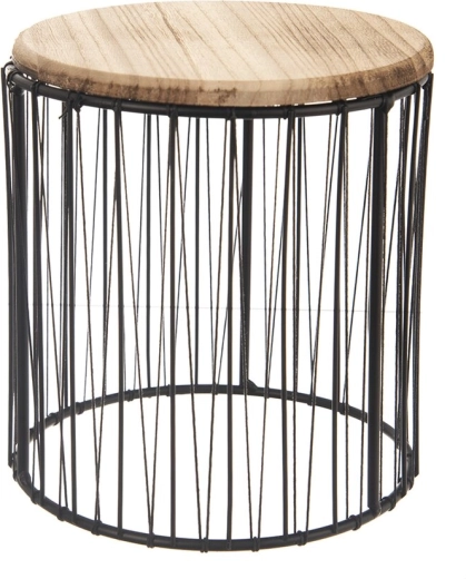 Kleiner runder Beistelltisch aus Holz und Metall 19 × 21 cm