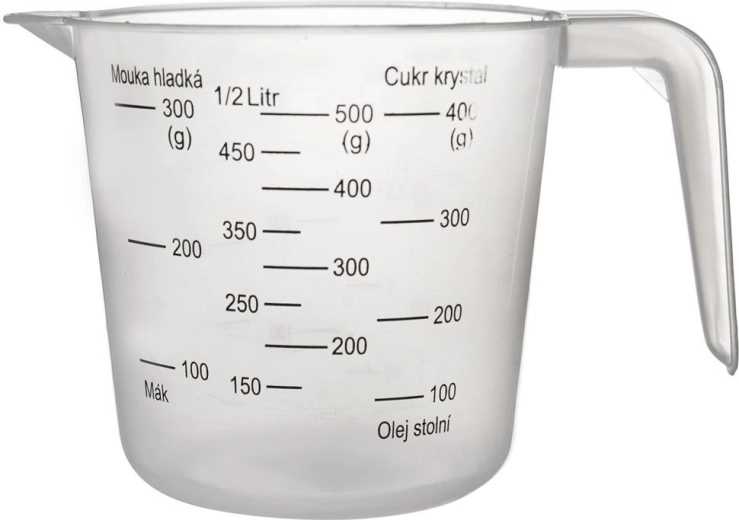 Verre doseur de cuisine 500 ml avec anse et bec verseur