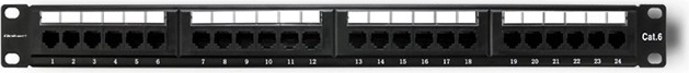 24-port CAT6 UTP rack patch panel, black