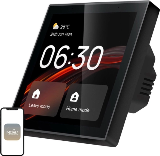Panneau de commande mural intelligent MOES pour maison connectée (Wi‑Fi/Zigbee, LCD tactile 4")