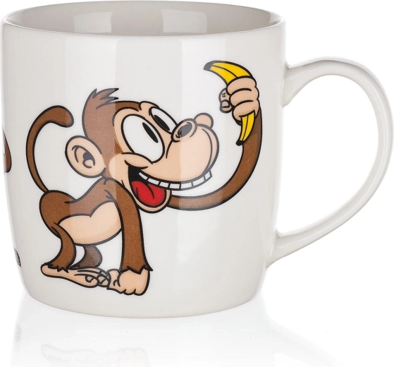 Ceramic mug 320 ml with monkey motif – mixed designs