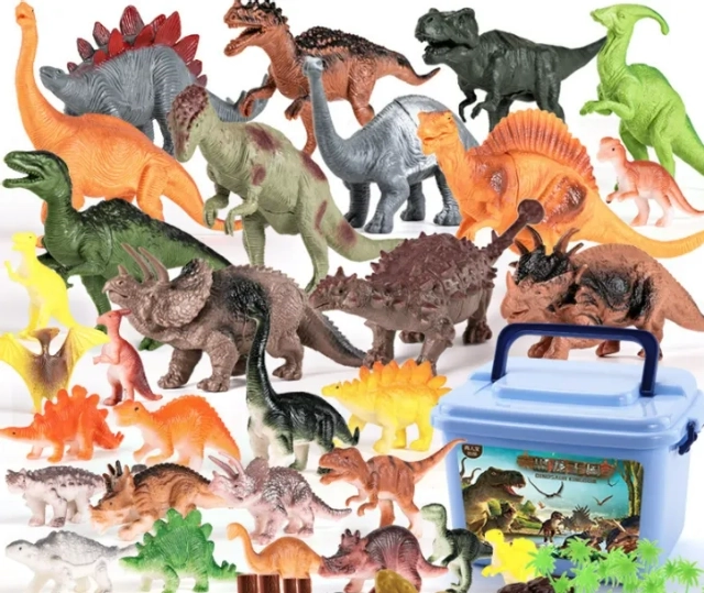 Set van 44 dinosaurusfiguren met praktische doos