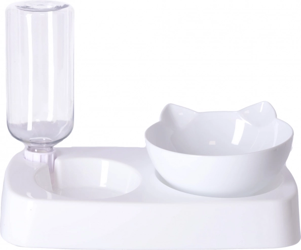 Gamelle 2-en-1 avec distributeur d’eau automatique pour chien et chat - blanc