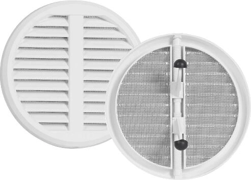 Verstelbaar ventilatierooster met insectengaas, wit, 75–125 mm