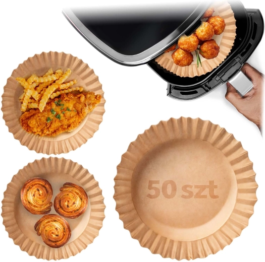 Papier-Einlagen für Heißluftfritteuse 20 cm – 50 Stk. Berdsen