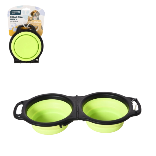 Opvouwbare dubbele reisvoerbak voor honden en katten 2 × 350 ml