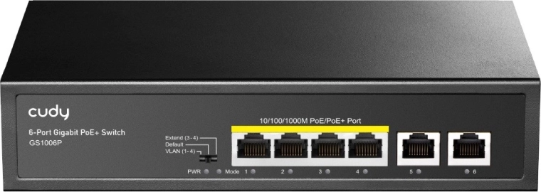 Gigabit PoE+ Switch, 6 Ports, 65 W