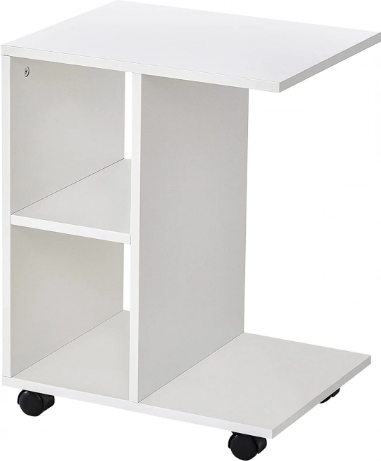 Table basse à roulettes avec organiseur