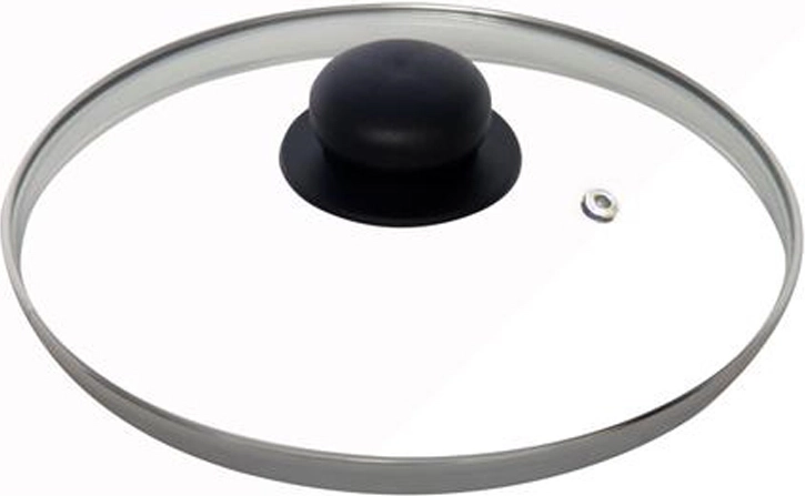 Couvercle en verre 24 cm avec bord en acier inoxydable
