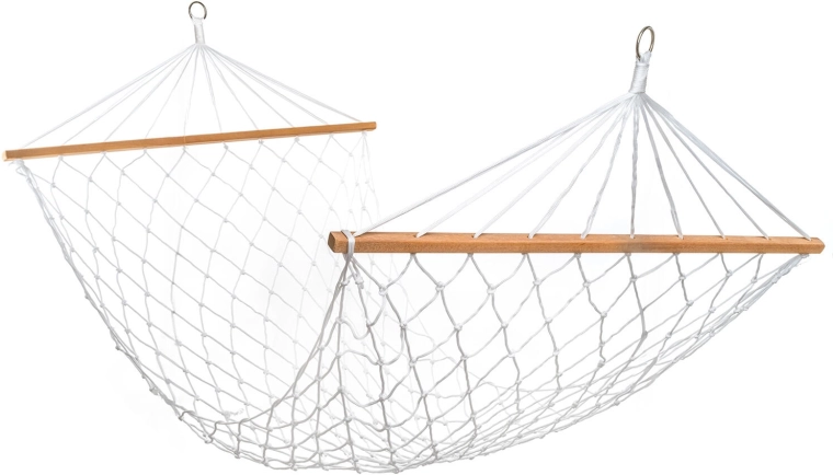 Hamac suspendu en filet avec barres en bois 80 × 200 cm