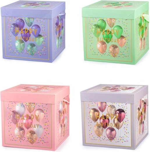 Cadeaudoos met strik 15 × 15 × 15 cm – mix kleuren