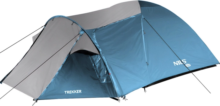 Tente de randonnée NILS CAMP Trekker pour 4 personnes, bleu-gris