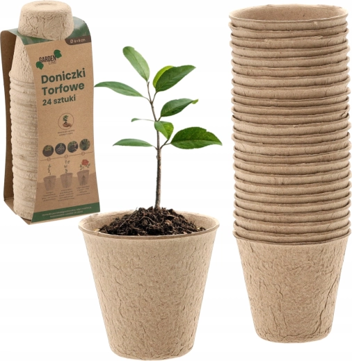 Set of 24 peat seedling pots 8 × 8 cm
