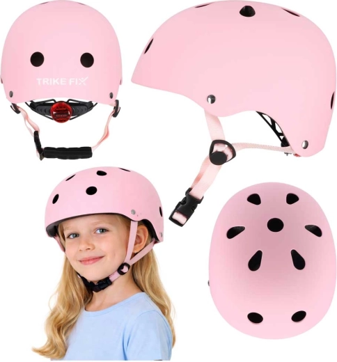 Trike Fix children’s cycling helmet with LED, pink (S 48–54 cm)