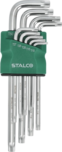 Stalco set verlengde Torx-sleutels T10–T50, 9 stuks, CrV