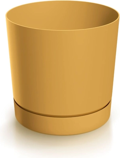 Cache-pot avec soucoupe TUBO P 12,8 cm moutarde