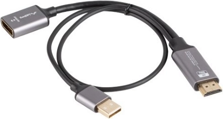 HDMI (male) to DisplayPort (female) Adapter 4K on 20 cm cable, silver