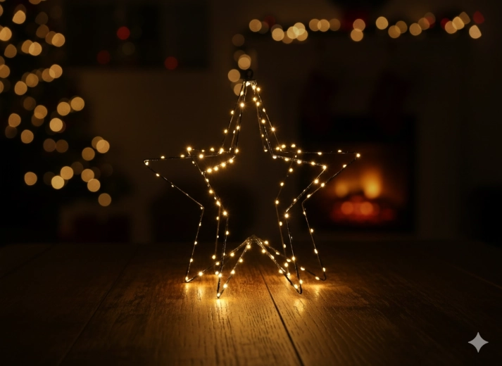 Étoile LED de Noël 40 cm, 120 LED, blanc chaud, à piles