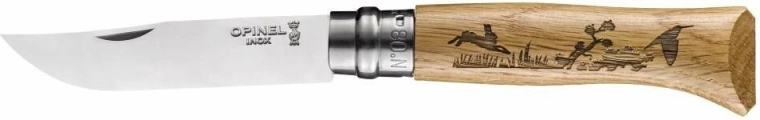 Opinel N°08 Inox Animalia 2019 zakmes, eikenhout, haasmotief