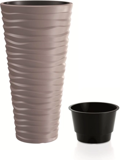 Blumentopf Prosperplast Sand Slim 37 l Mocca mit Einsatz