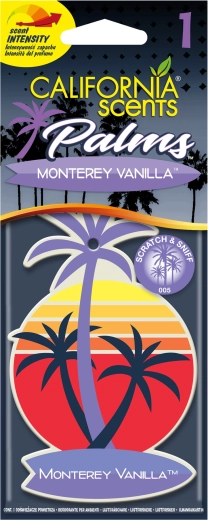 Désodorisant voiture California Scents Palm Monterey Vanilla – parfum suspendu en forme de palmier