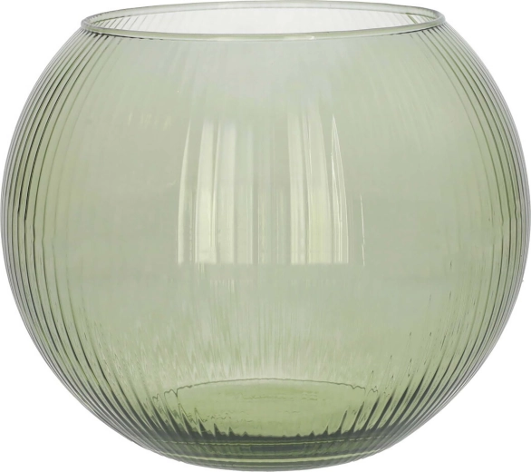 Vase en verre Alverda Lines vert transparent 19 × 15,5 cm