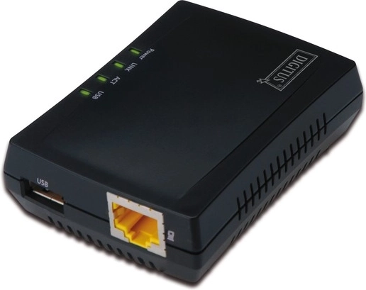 Multifunction network print server and USB hub with NAS, 1× USB 2.0, 1× RJ45, LAN 10/100 Mb/s