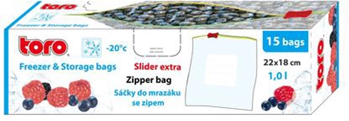 Wiederverschließbare Gefrierbeutel TORO 1 l, 15 Stk.