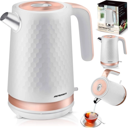 Electric Kettle 1.7 L BERDSEN matte white with copper details