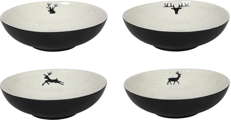 Kom met rendiermotief 18 cm, zwart