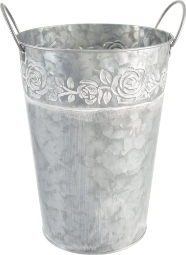 Metal planter/vase, grey, 16 × 12 cm