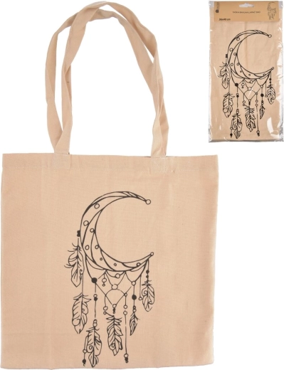 Beige katoenen tas met dromenvanger-motief 36 × 40 cm