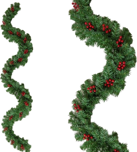 Christmas garland for a Christmas tree 270 cm, green with red berries