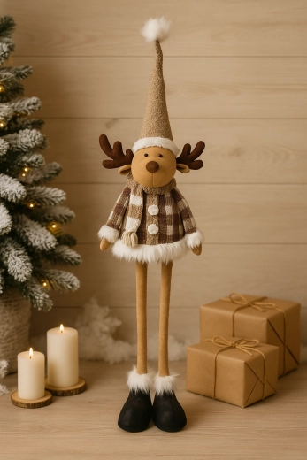 Christmas reindeer with adjustable legs, beige, 90–138 cm - 1 piece