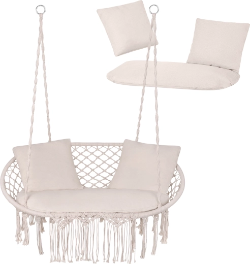 Cushions for a stork’s nest garden swing for 2 people Gardlov, cream (3-piece set)