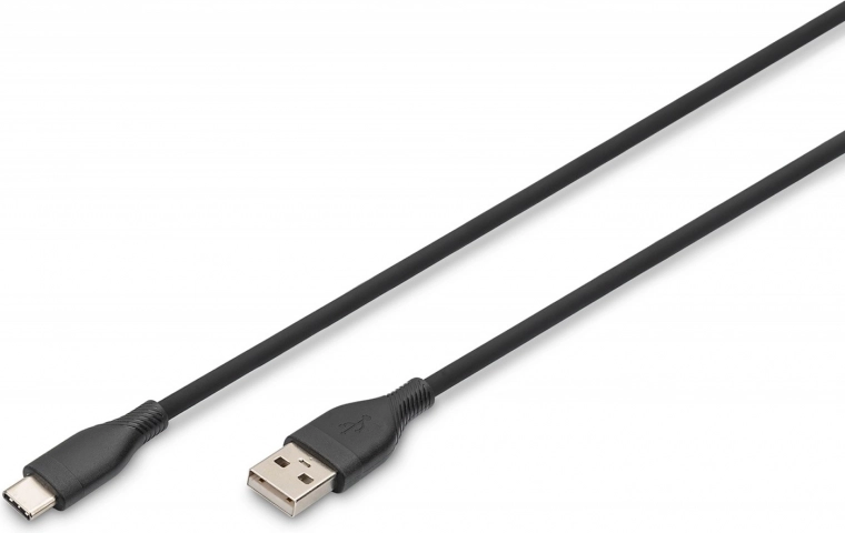 Silicone Charging Cable USB-A to USB-C 60W 0.5m Black