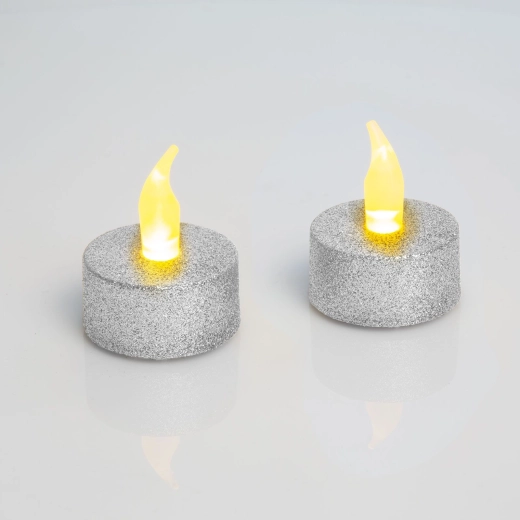Silbernes LED-Teelicht mit Batterie – 1 Stück