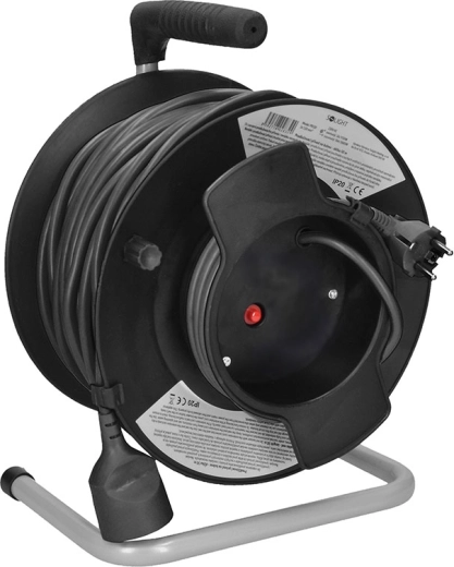 Solight verlengkabel op haspel 50 m, 1 stopcontact, zwart