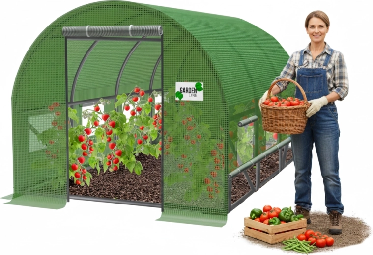 Garden Polytunnel 3 × 2 × 2 m, green, with additional ventilation