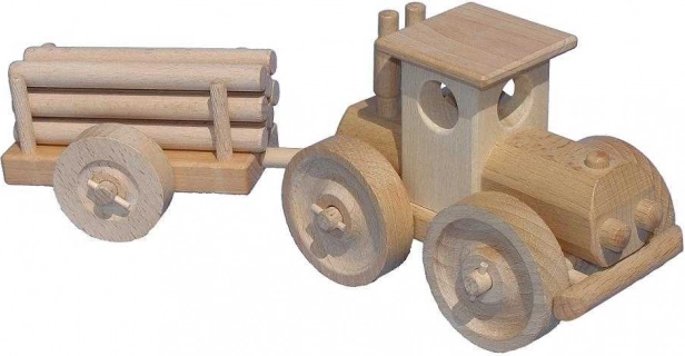 Tracteur en bois avec remorque à billes CEEDA CAVITY – naturel