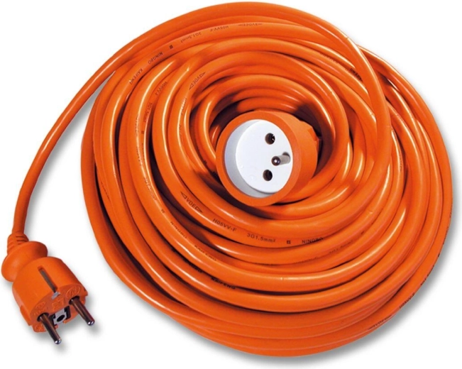 Rallonge 25 m, 1 prise, 3×1,5 mm², orange