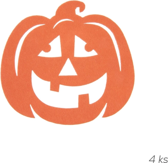 Set mit 4 Untersetzern mit Halloween-Kürbis-Motiv