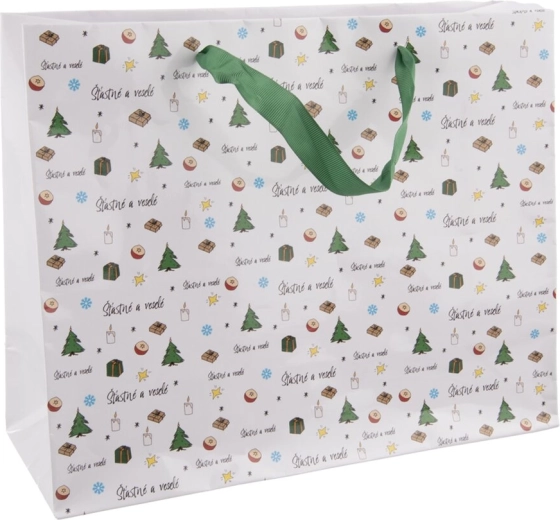 Sac cadeau en papier « Joyeuses fêtes » 32 × 12 × 26 cm