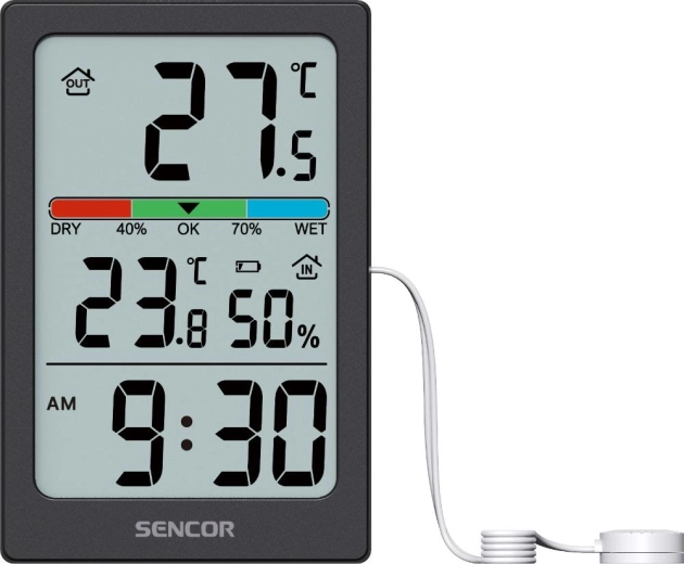 Sencor digitale thermometer met hygrometer en klok