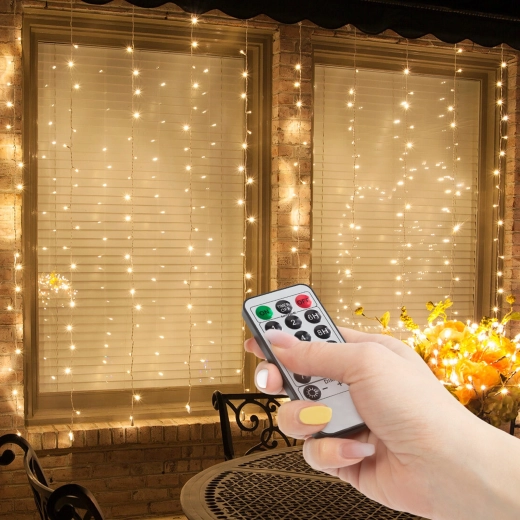 Lichtgordijn met 100 warmwitte leds en afstandsbediening
